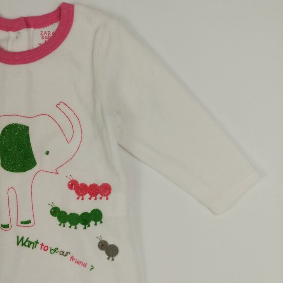 Zara Baby Elephant Velour Footed Sleeper 6-9 Months - Picture 7 of 12